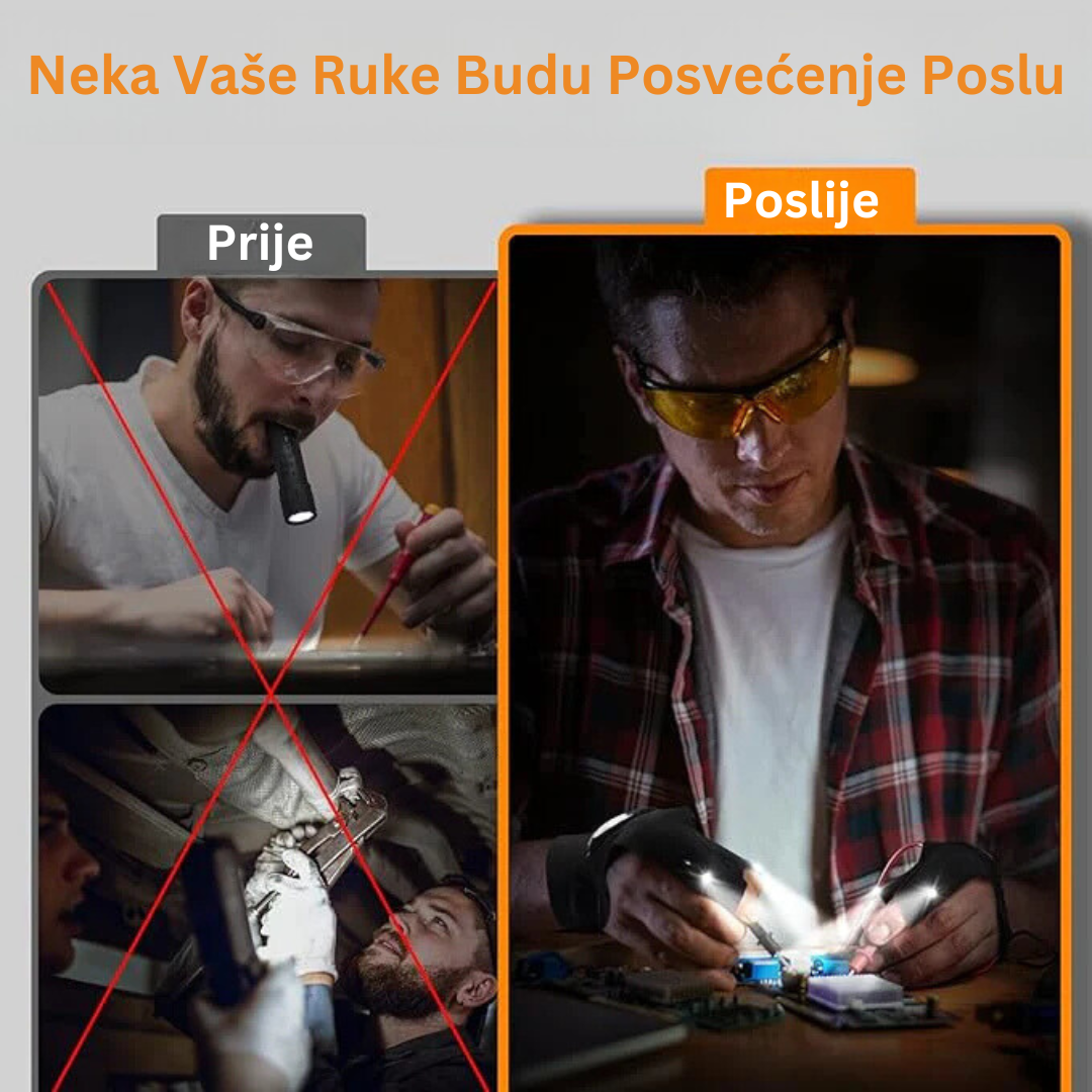 LED Vodootporne Rukavice Sa Svjetiljkom